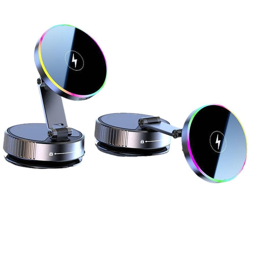 RIMKA MagHold support téléphone voiture magnétique avec charge sans fil présenté sous trois angles