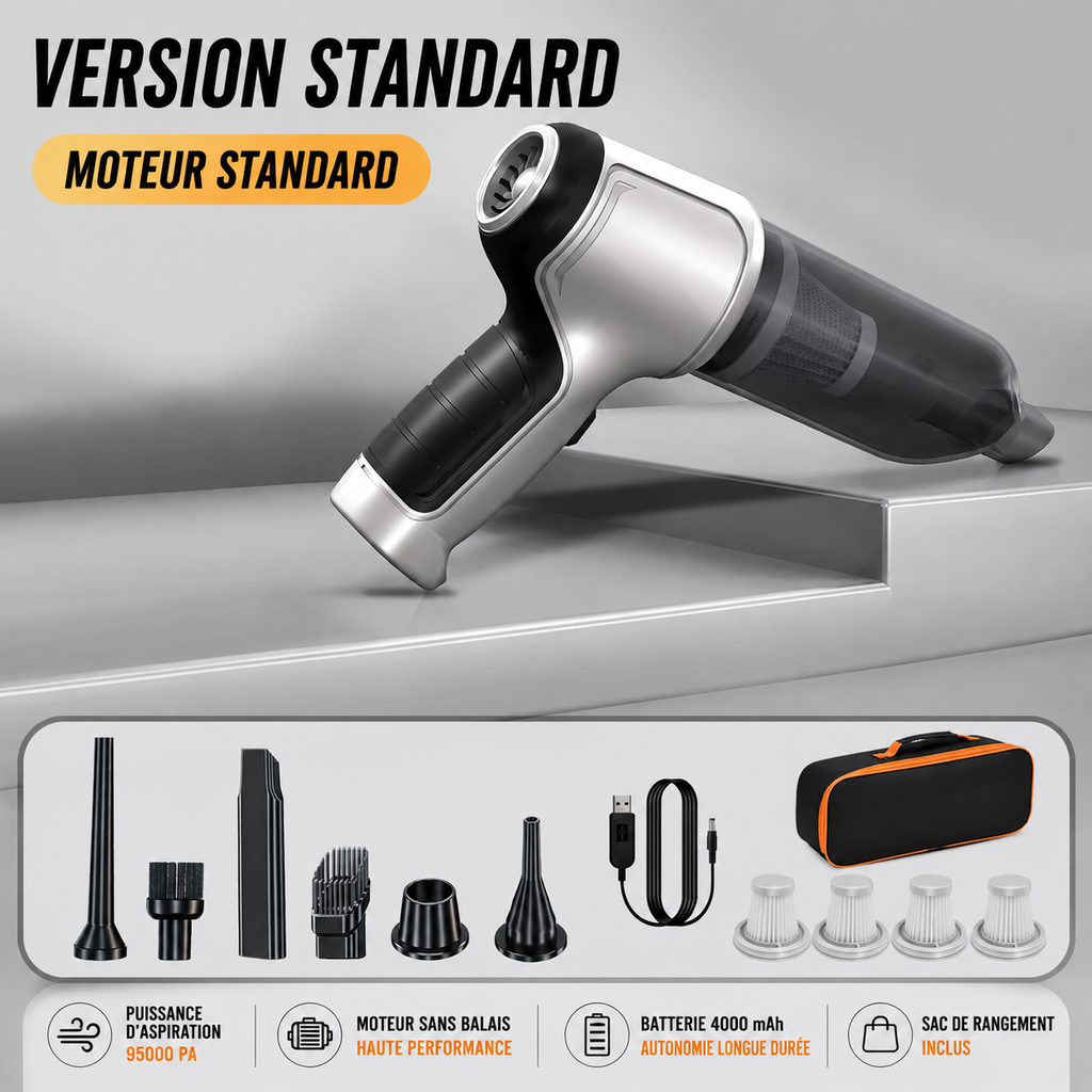 RIMKA ProClean – aspirateur voiture sans fil version standard avec accessoires