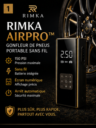 RIMKA AirPro™ - Gonfleur de pneus portable sans fil 150 PSI